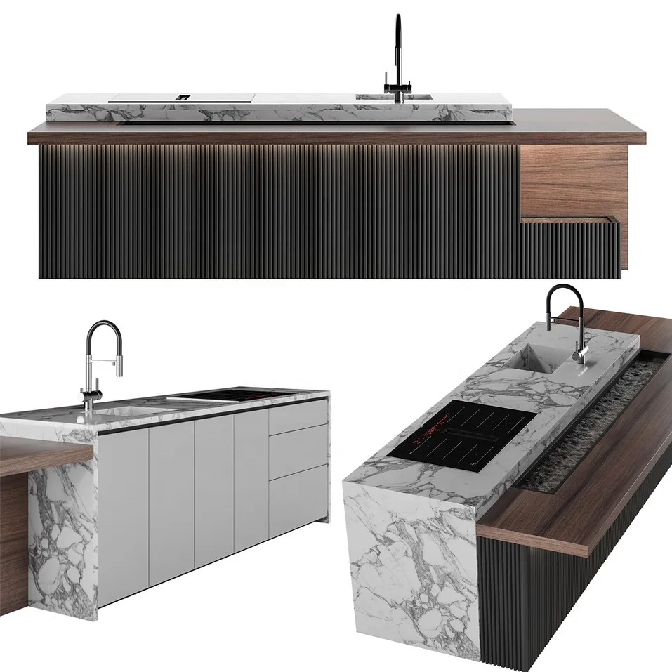 

Prefabricated small counter foldable removable portable marble kitchen island