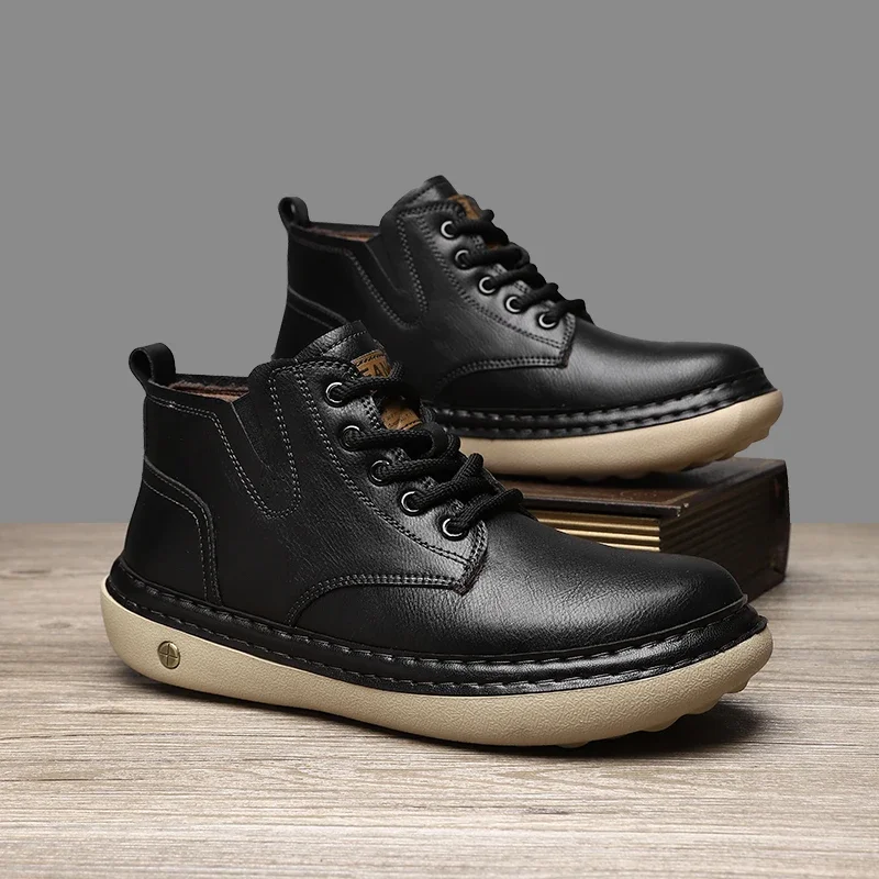 High-quality Men's Casual Shoes, Retro Hiking Shoes, Street Comfort, Soft, Handcrafted Genuine Leather Boots, Large Size 38-47
