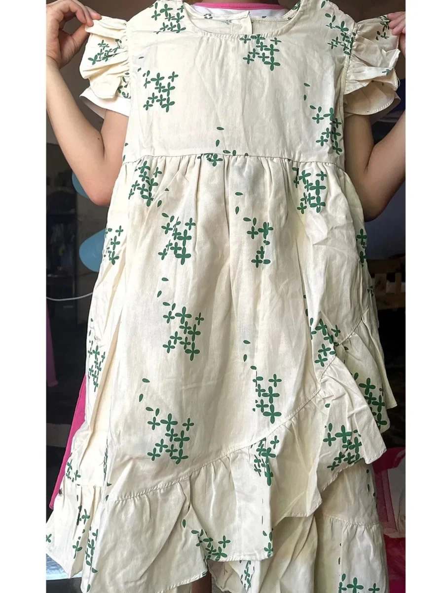 Summer Long Lace Sleevesless Floral Dress Lolita Child Girl Casual Midi Dress Children Dresses For Teens Party Princess Sundress