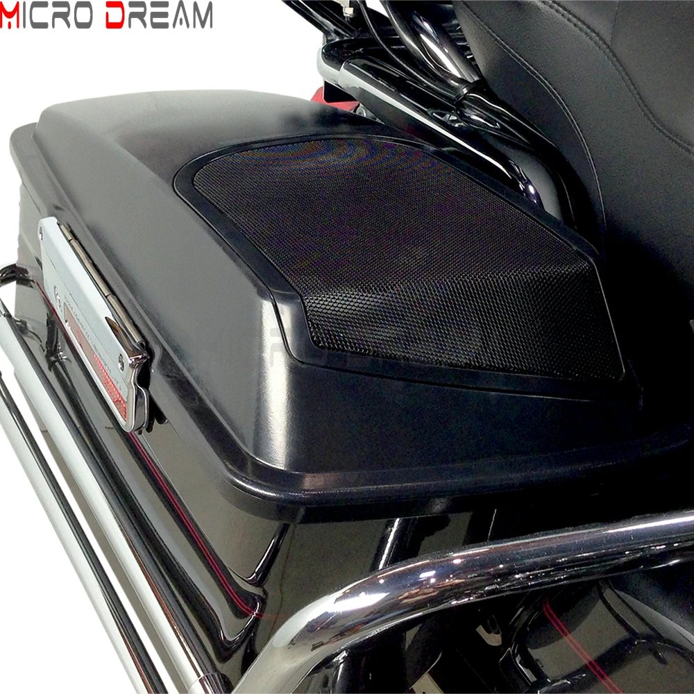 For Harley Touring Road Street Electra Glide Road King FLHR 1994-2013 Motorcycle Saddlebag Speak Grill Cover 6
