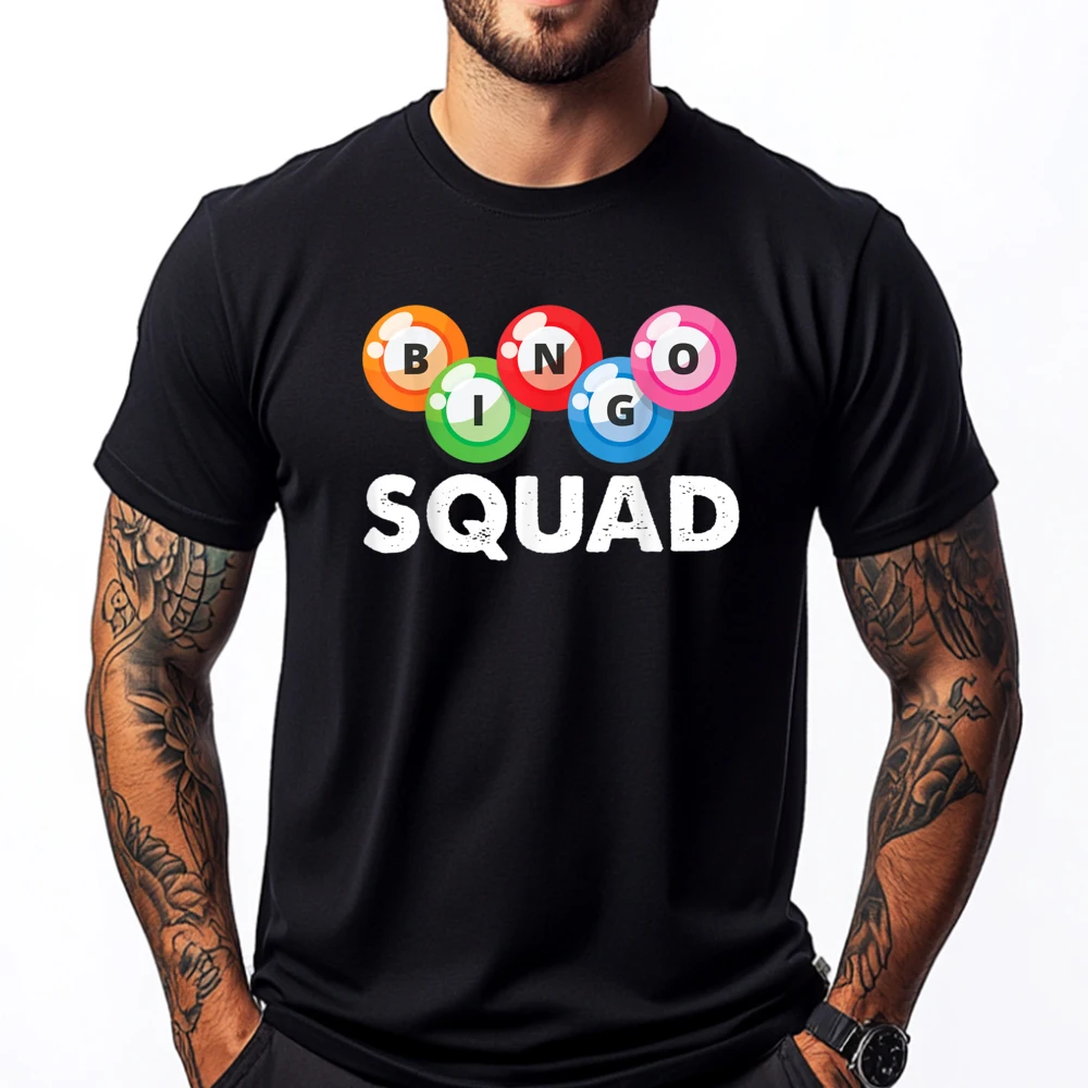 

Bingo Squad Bingo Player Game Men Anime T Shirts Original Mens T-Shirts Graphic Tee Shirt Breathable Tops