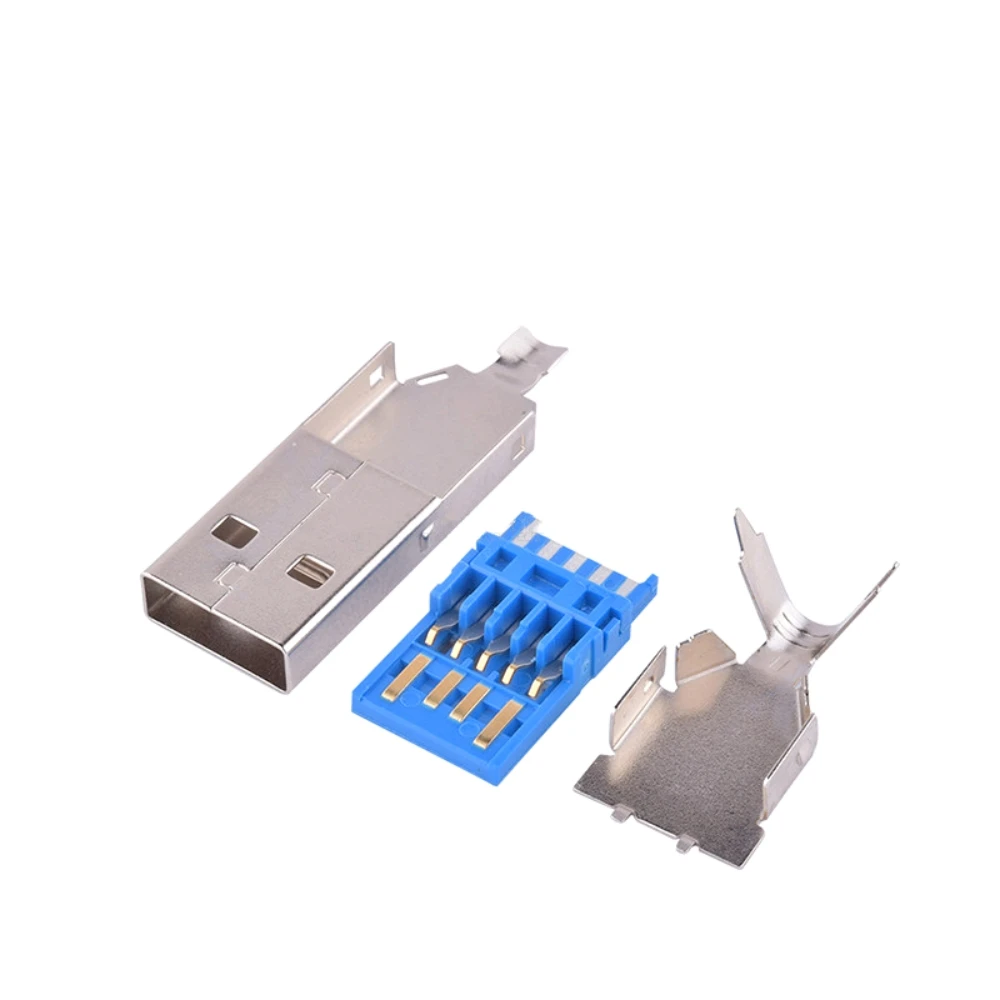 10PCS DIY USB 3.0 Male Connector USB Jack Soldering Type Line Tail Socket 3 in 1 High Speed USB 3.0 Jack Male Charging Socket