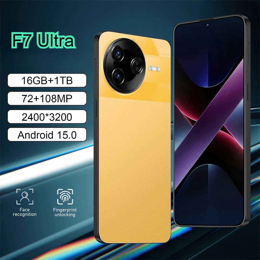 Nieuwe Smartphone 5G F7 Ultra 7800mAh 7.3 inch Mobiele Telefoon Android 22GB + 2TB Snapdragon 8gen4 Global Versie Dual Sim Mobiele Telefoons