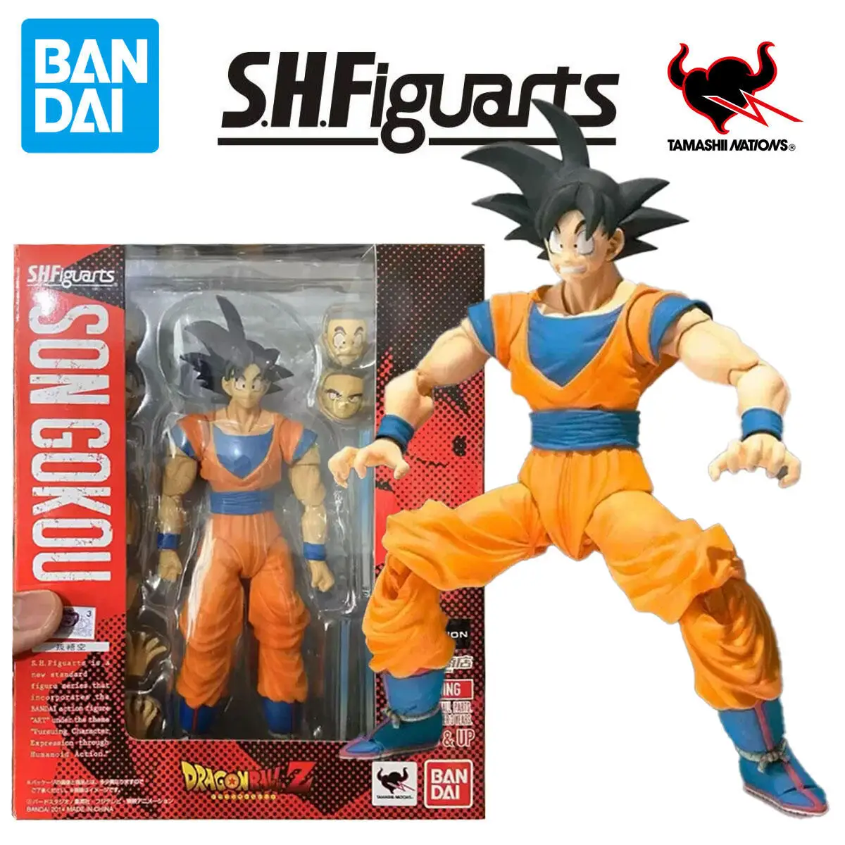 

100% Original Bandai Sh Figuarts Shf Son Goku 1.0 Action Figures Anime Model Toys Figura Pvc Gifts Black Hair