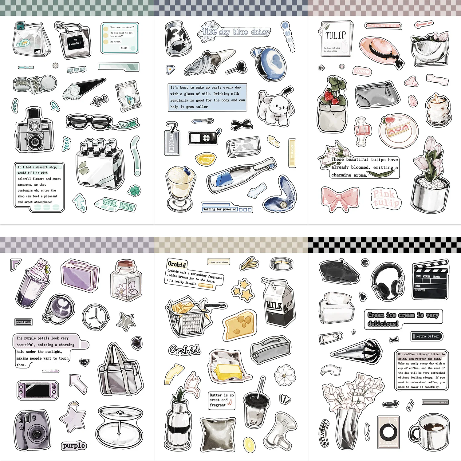 

8/16Sheets Korean Style Ins Puzzle Graffiti Stickers Exquisite Fashion DIY Toys for Bottle Scrapbook Travel Bag Aesthetic Decals