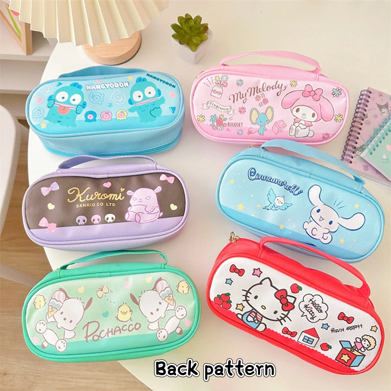 Cinnamoroll Kuromi My Melody Pompompurin Sanrio Pencil Pouch Pen Case Cute Cosmetic Bag Girls Student Supplies Stationery Gifts