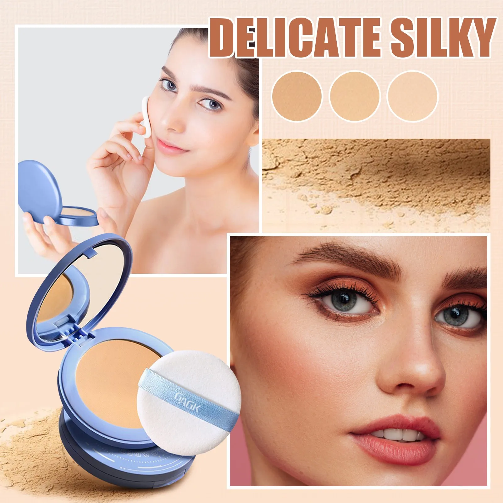 Gagk Mattes Dry And Wet Powder Powder To Set Makeup Natural Concealer Long-Lasting Waterproof Powder Facial Makeup