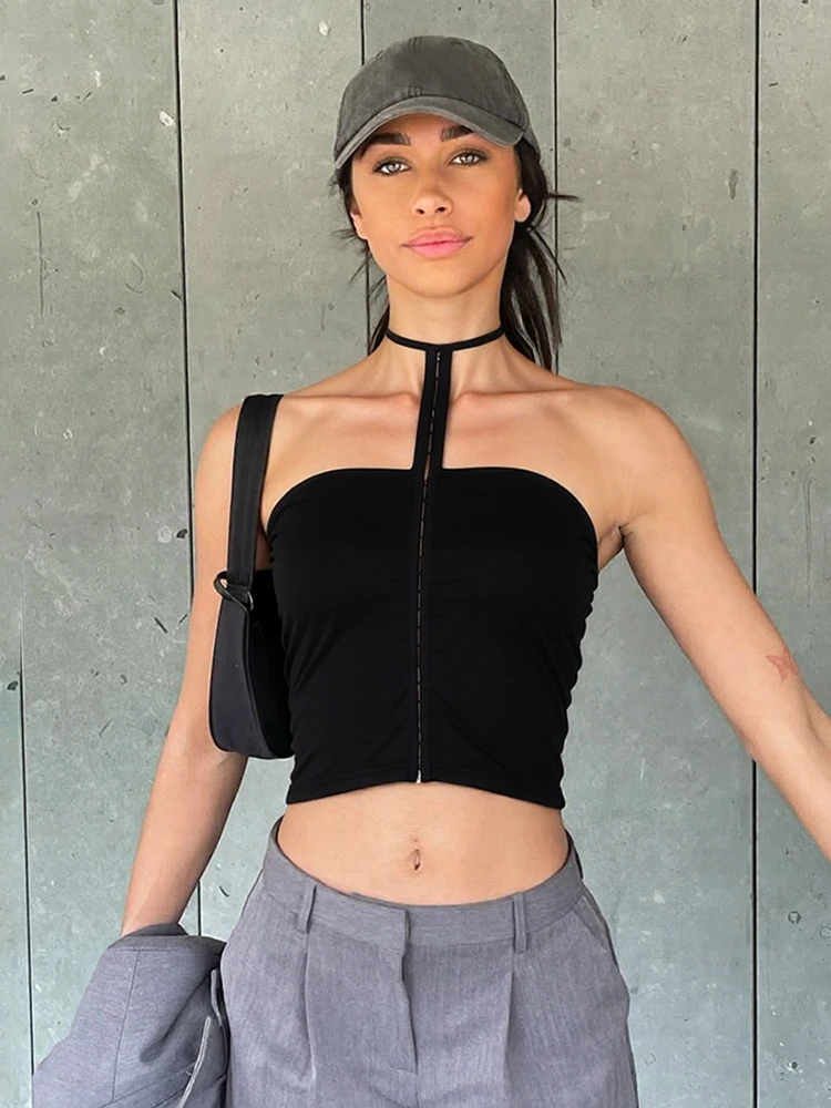 

Nibber Wild сексуальные модные топы на бретелях с открытой спиной, женские однобортные топы на шнуровке с открытыми плечами, классическая уличная одежда в стиле Hottie