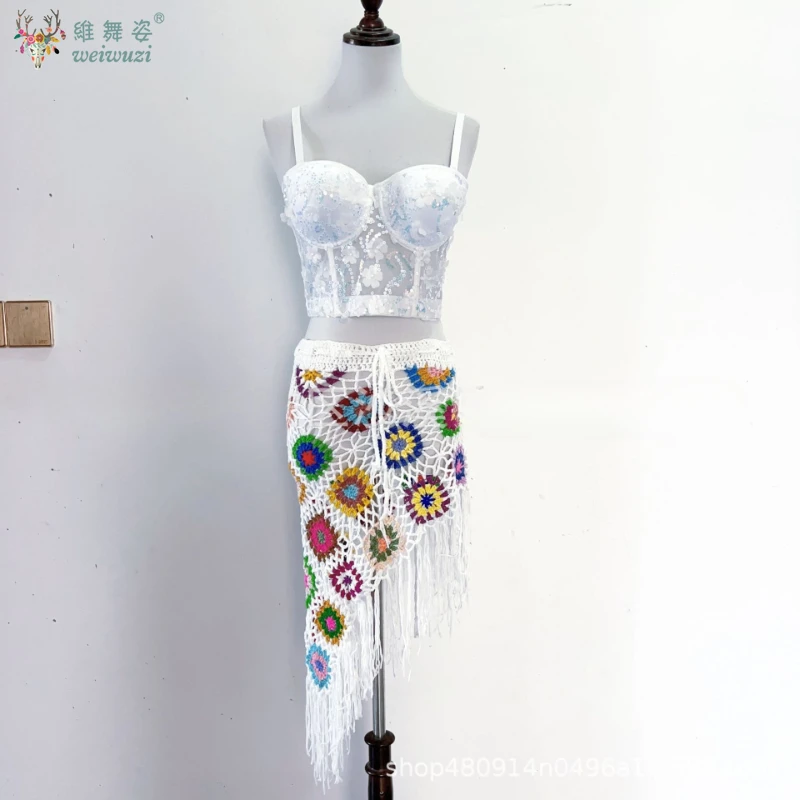 Sexy clube shaper senhoras colheita topos moda streetwear camisa mulher roupas regata dança do ventre hip cachecol borla triângulo cachecol