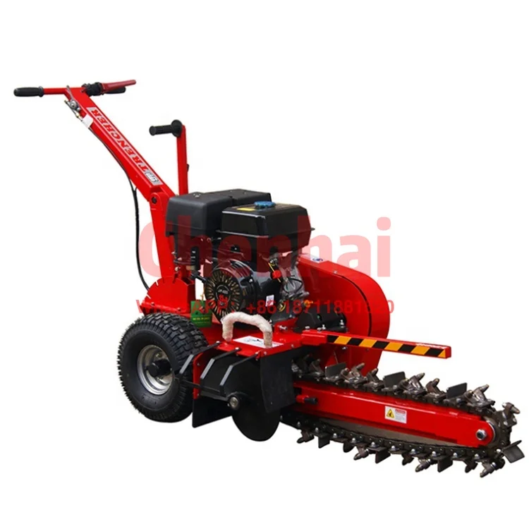 Chain trencher with 7HP 15HP gasoline engine for digging hand-held trencher machine for pipelines for hot sale