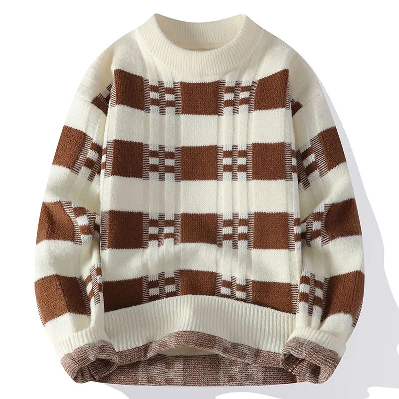 

Winter New Fashionable Trendy Printed Thick Warm Knitted Sweater for Men's Casual Sports Large Size High Quality Sweater M-4XL