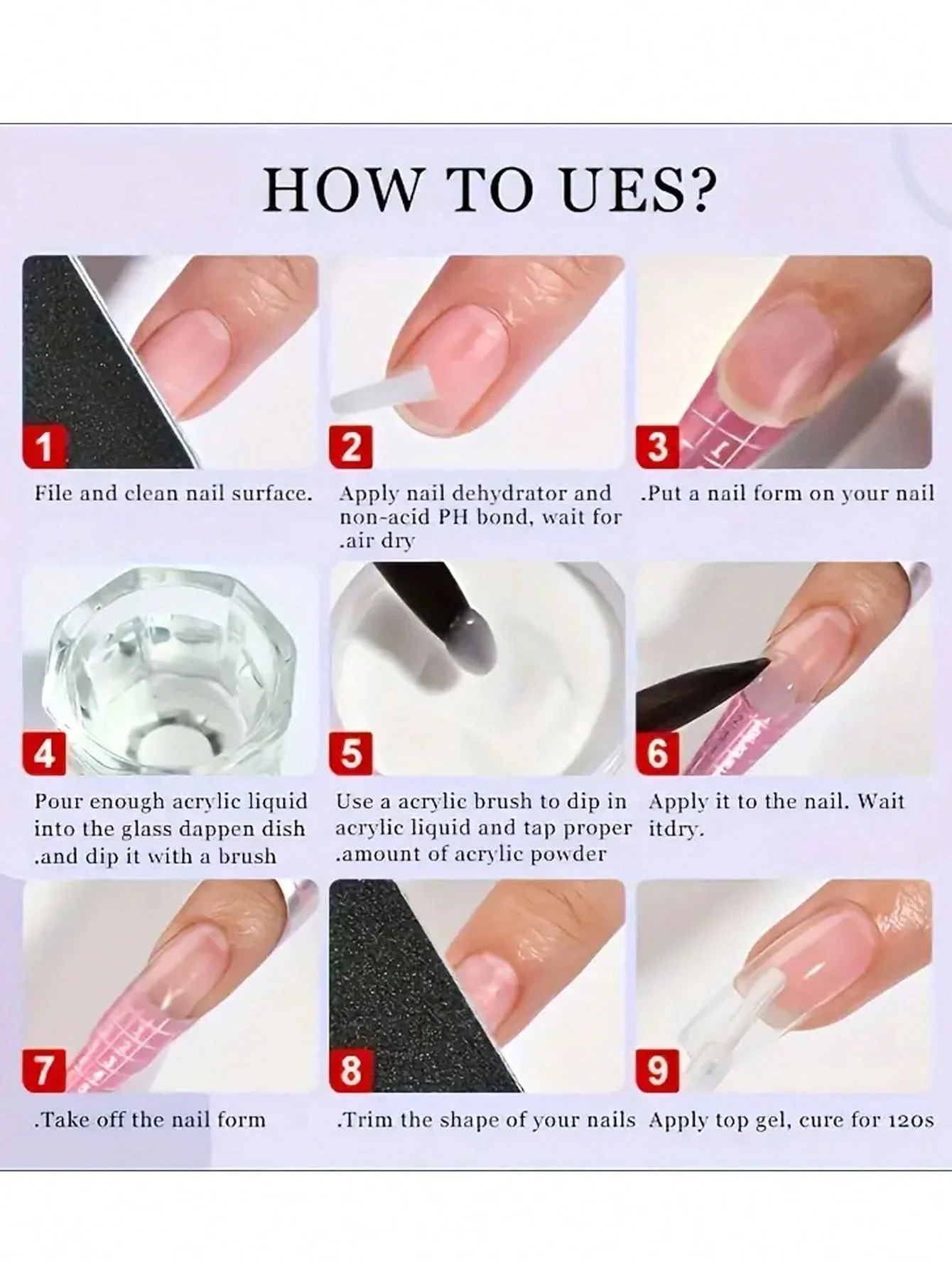 1/7 個アクリルパウダーセット、クリスタルアクリル液体ネイルアートキット、モノマーアクリルネイルキット、ネイルアクリルパウダーと液体セット、