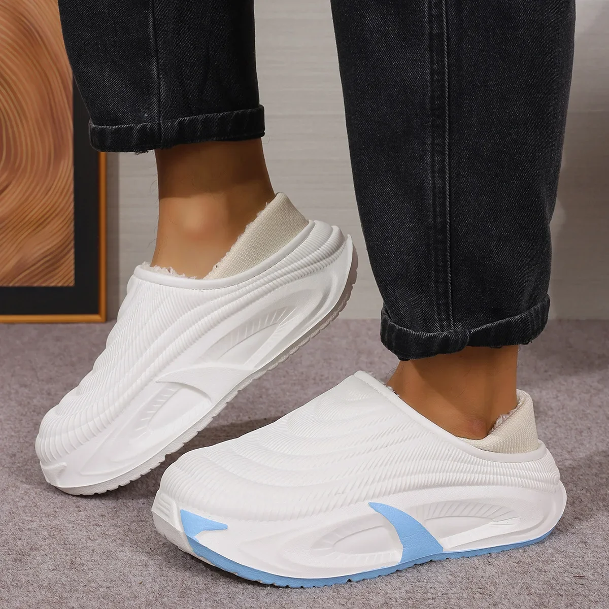 Wasserdichte Baumwoll-Hausschuhe für Herren und Damen, Paar-Outdoor-Schuhe, warm und rutschfest, mit dicker Sohle, warme Schuhe mit Fleece-Futter für zu Hause – Detail 12