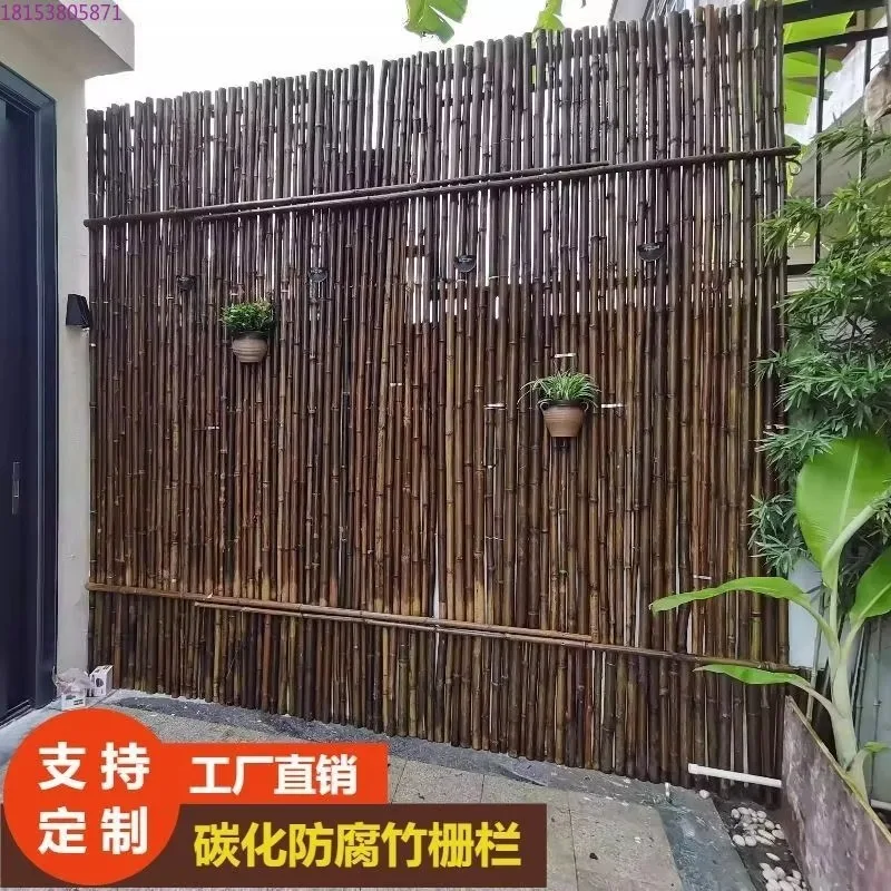 Antiseptic Carbonization Bamboo Fence, Courtyard Partition Fence for Outdoor Use
