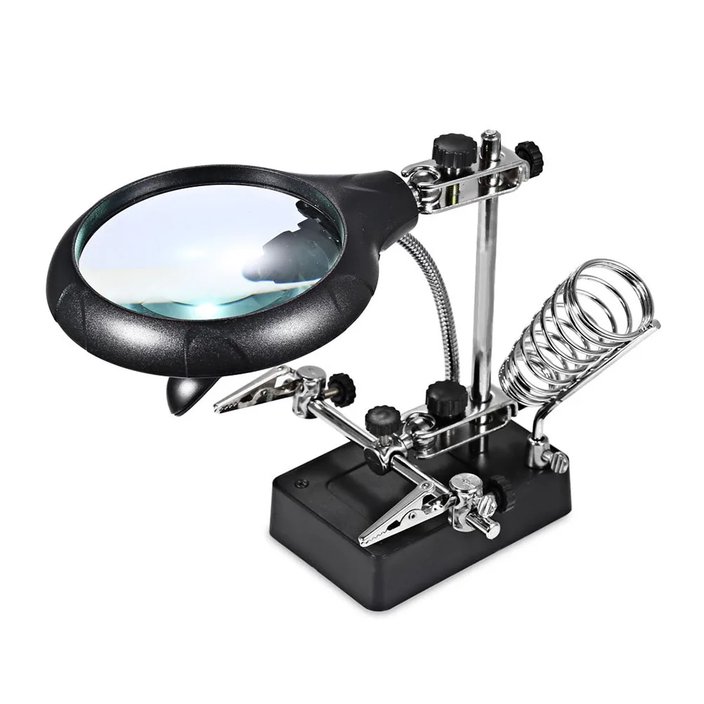 

Led Magnifier 5 Bright Lights Adjustable Stand Soldering Welding Repair High Brightness Steel Base Desktop Magnifying Glass