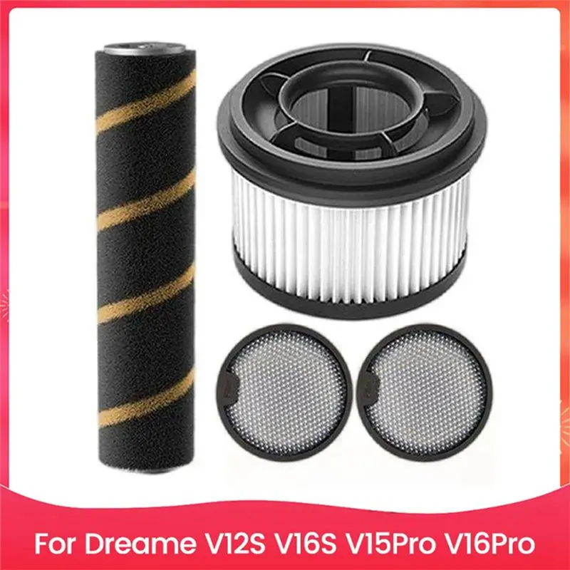 AT29-Vacuum Brush HEPA Filter Replacement Fit For Dreame V12S V16S V15pro V16pro Vacuum Cleaner Parts Washable Roller Brush Filt