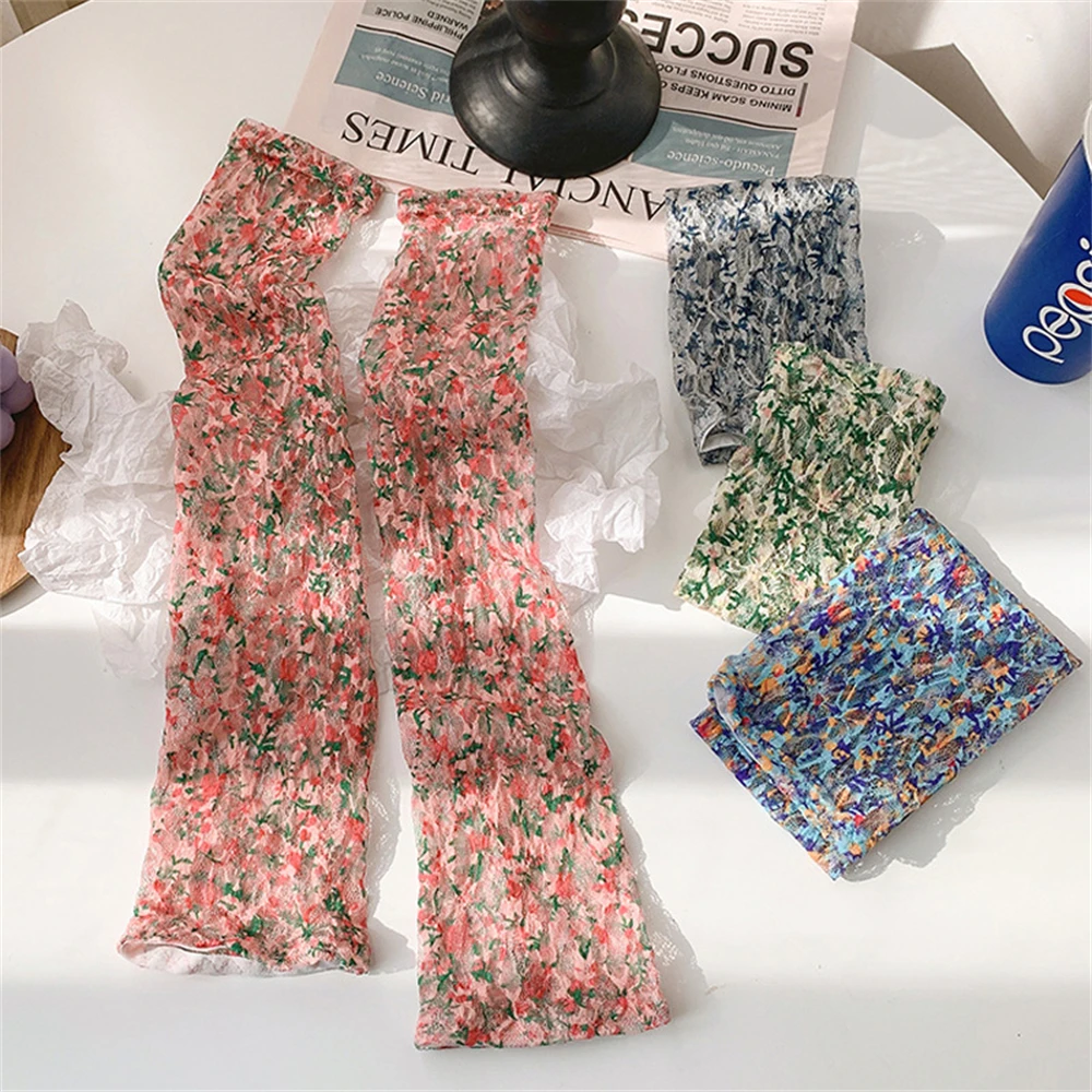 Bohemian Sunscreen Sleeves Lace Floral UV Protection Cover Summer Thin Cycling Arm Guard Gloves Clothing Interior Accessories