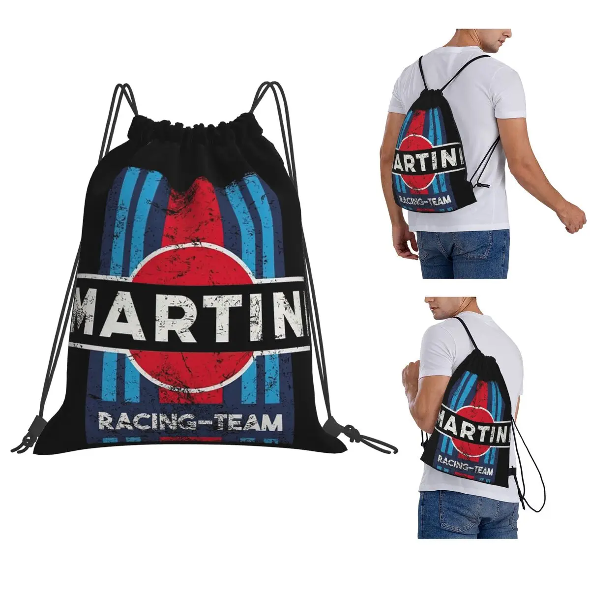 

Martinis Race Sportscar Motor Racing Backpacks Drawstring Bundle Pocket Sports Bag Book Bags for Man Woman Students