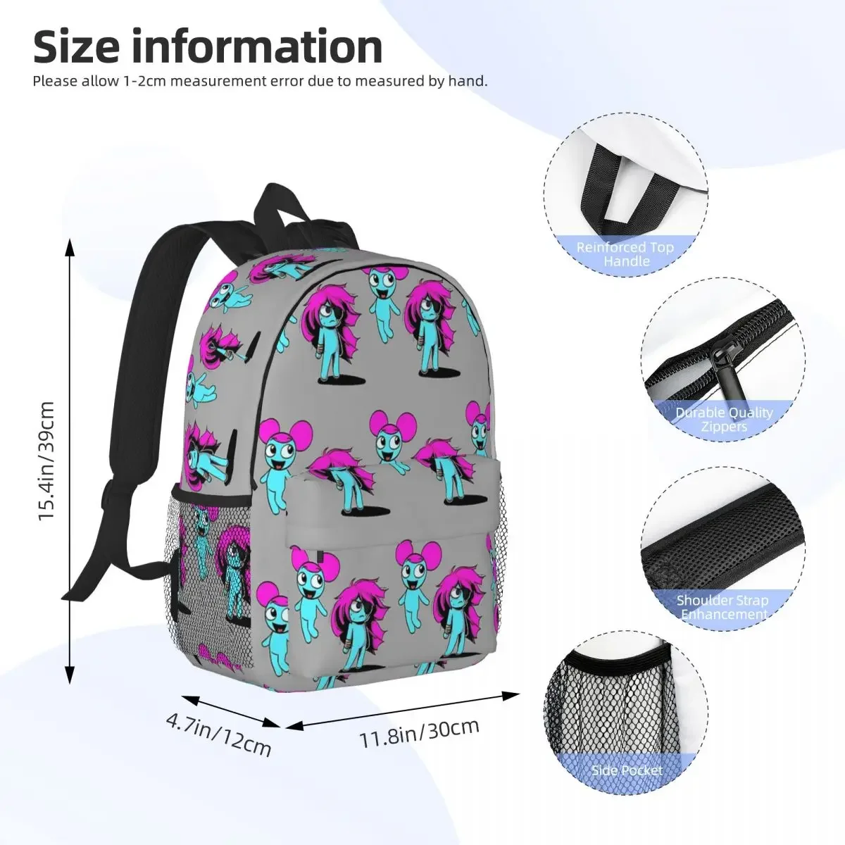 Come And Learn With Pibby! Backpacks Boys Girls Bookbag Cartoon Students School Bags Laptop Rucksack Shoulder Bag Large Capacity