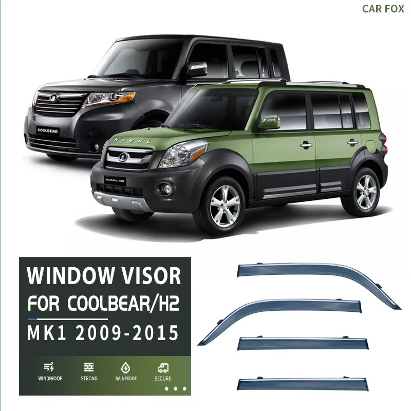 Chrome Deflector Trim Weathershields Rain Guard Shades Window Visor for Great Wall Coolbear M2 2009-2015 Window Visor