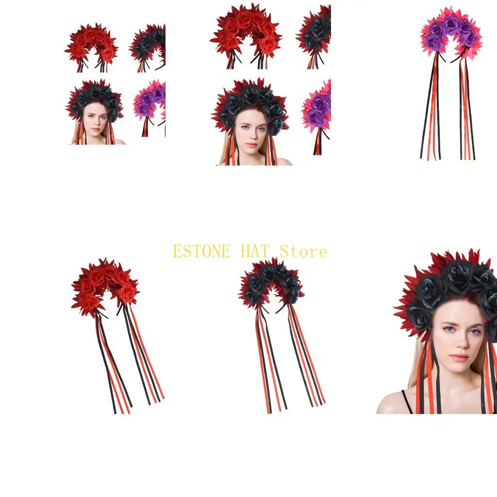 

49MF готовые головные уборы с лентами для вечеринки, повязки на голову с цветочным принтом для женщин, мужчин и детей, костюм на