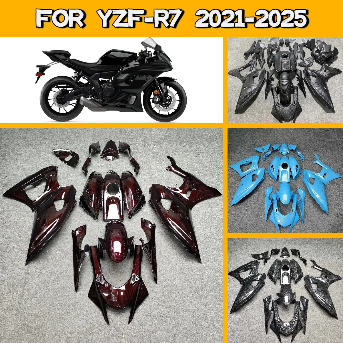 

Quality Fairing Kit 2021-2025 YZFR7 Painted ABS Fairing Bodywork Cowl Kit for 21-25 Yamaha YZF R7 Customize Paint