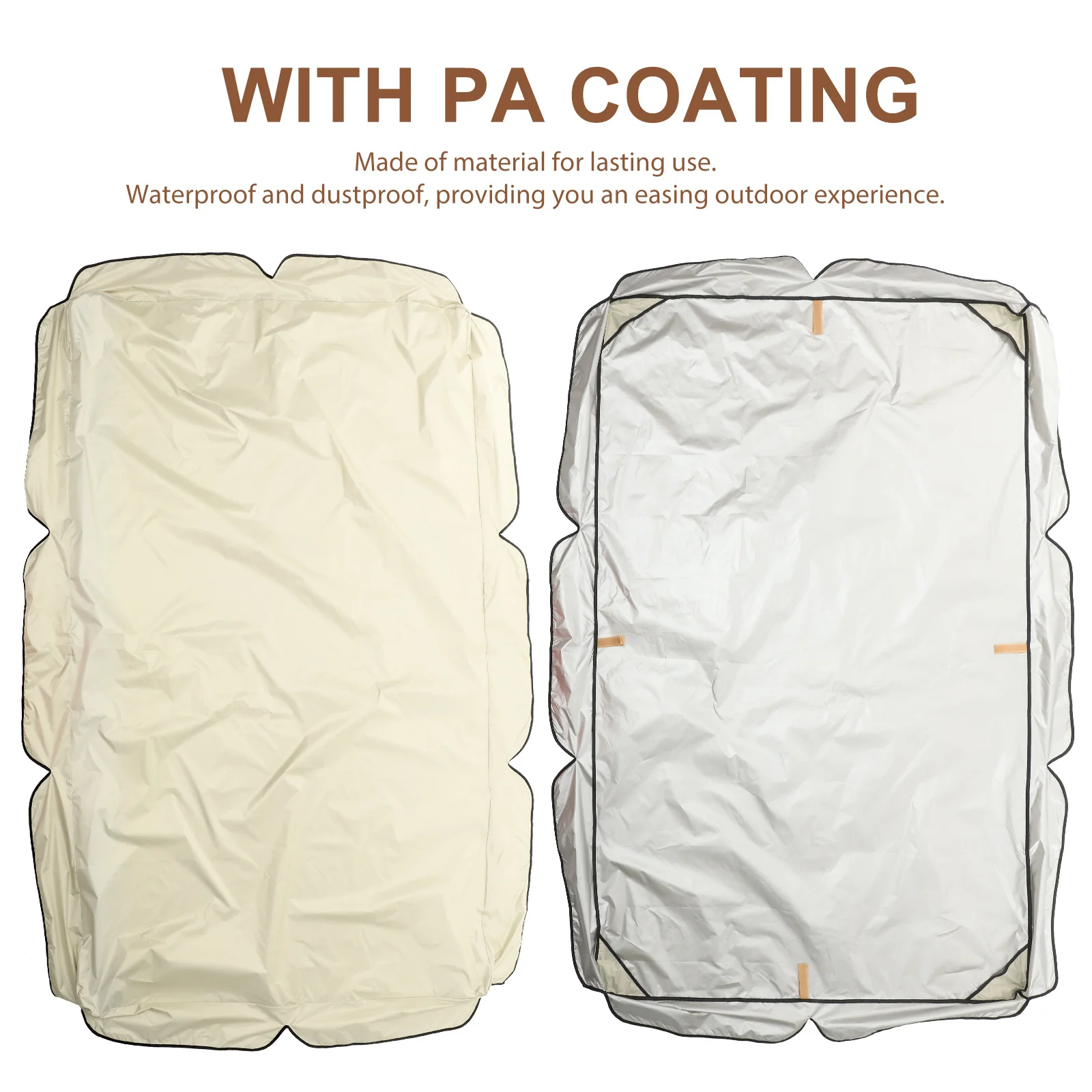 Wasserdichte Gartenschaukelabdeckung, Beige, 195 x 125 cm, staubdicht, gewellte Kante, Outdoor-Schaukelschutz, Terrassenmöbel