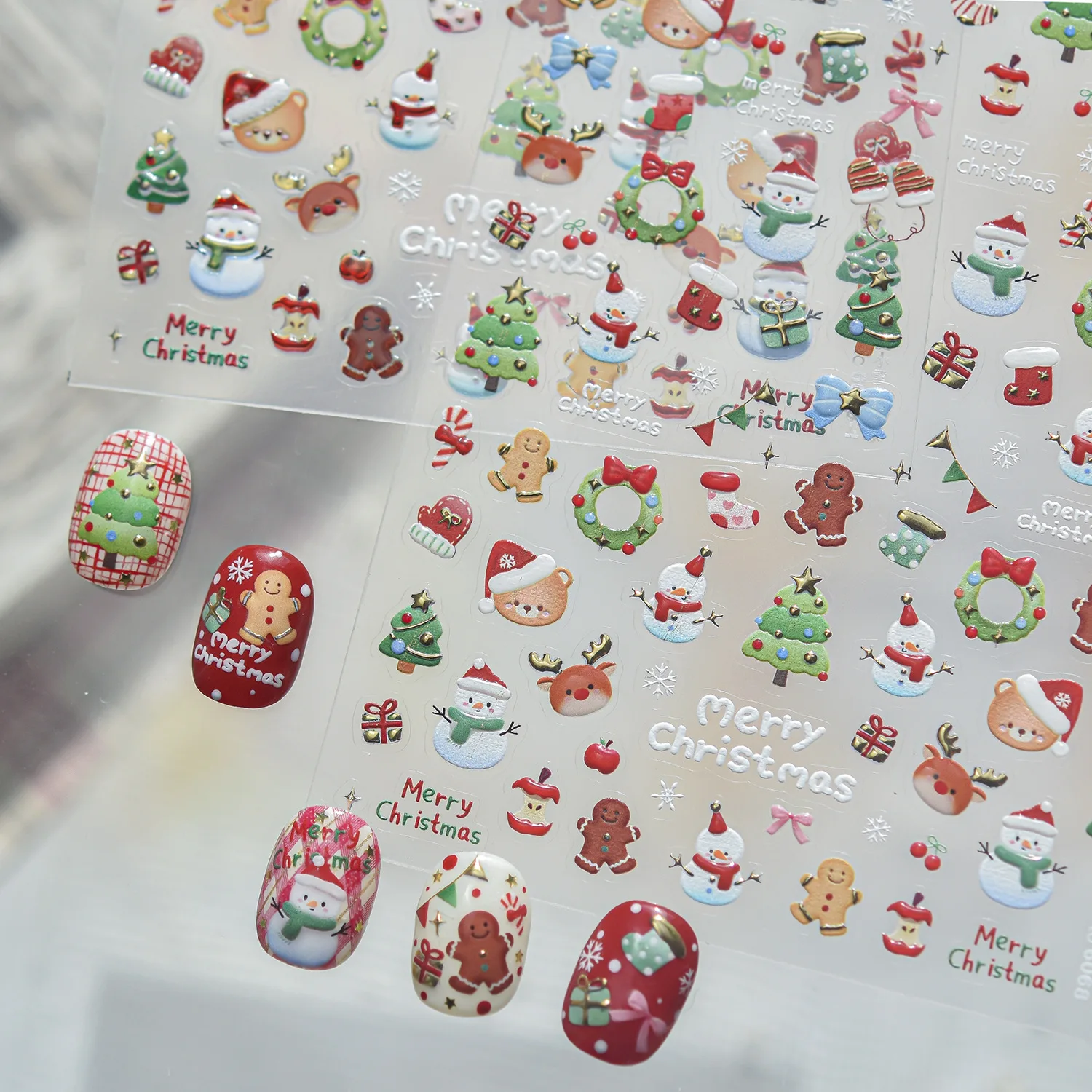 Nail Art Xmas Stickers - 크리스마스 5D 젤리 네일 스티커 만화