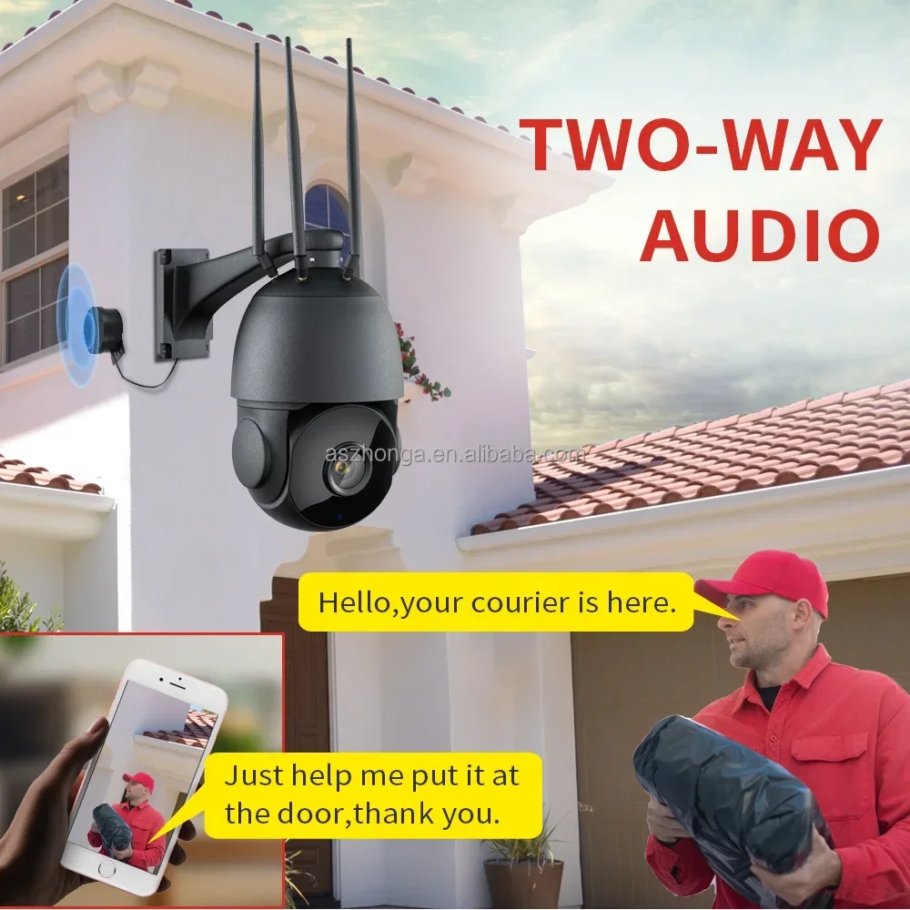 Telecamera IP esterna 5MP 4G Sim Card WIFI AI Tracciamento automatico Zoom 30X Wireless PTZ Speed Dome Telecamera CCTV Audio bidirezionale IR 80m Camhi