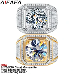 1/2/3/5/10 Carat Real Moissanite Diamond Gold Rings for Men Women s925 Silver Stunning D Color Moissanite Ring Fine Jewelry GRA