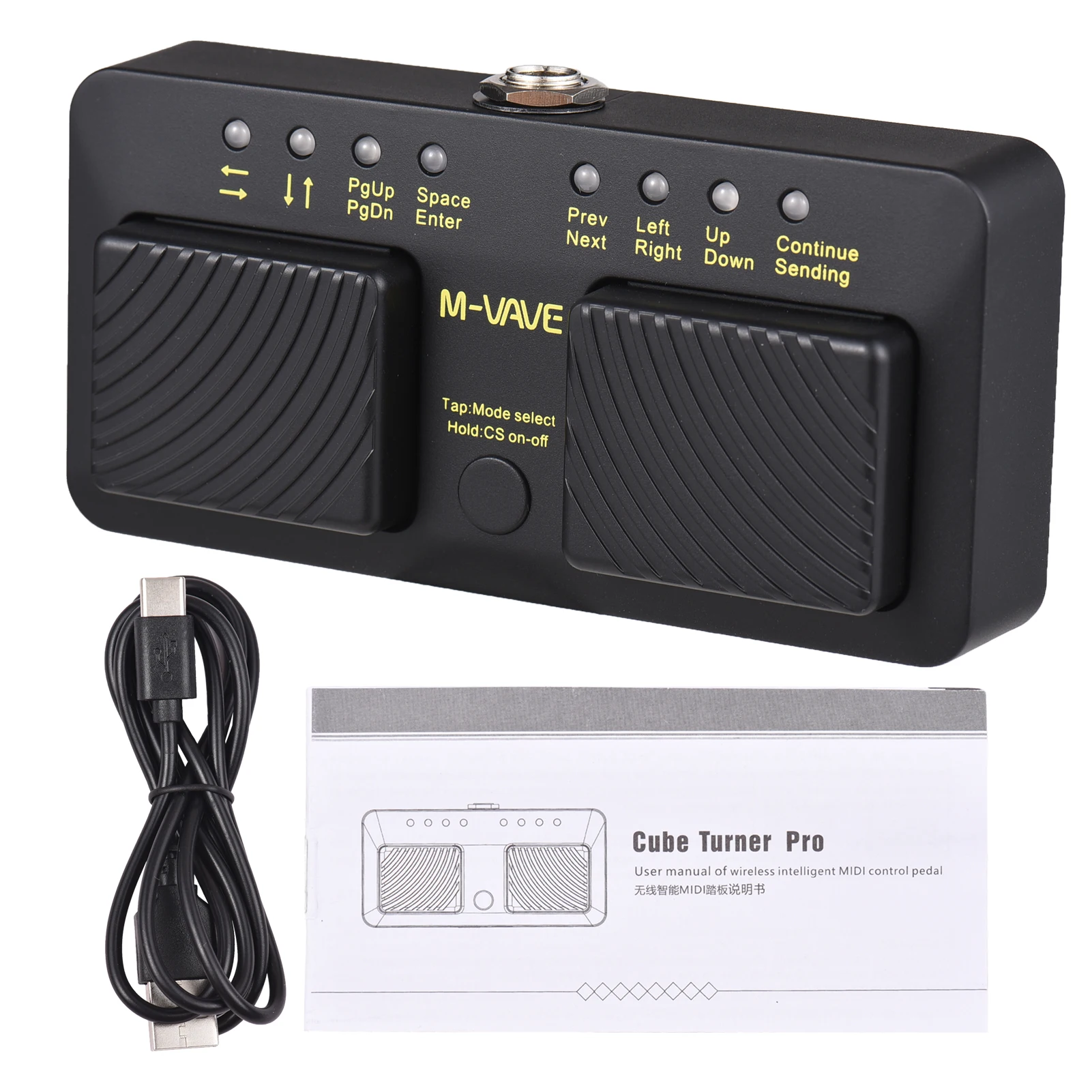 M-VAVE CUBE TURNER PRO Rechargeable Wireless Intelligent MIDI Control Pedal Page Turner Pedal Music Sheet Turner