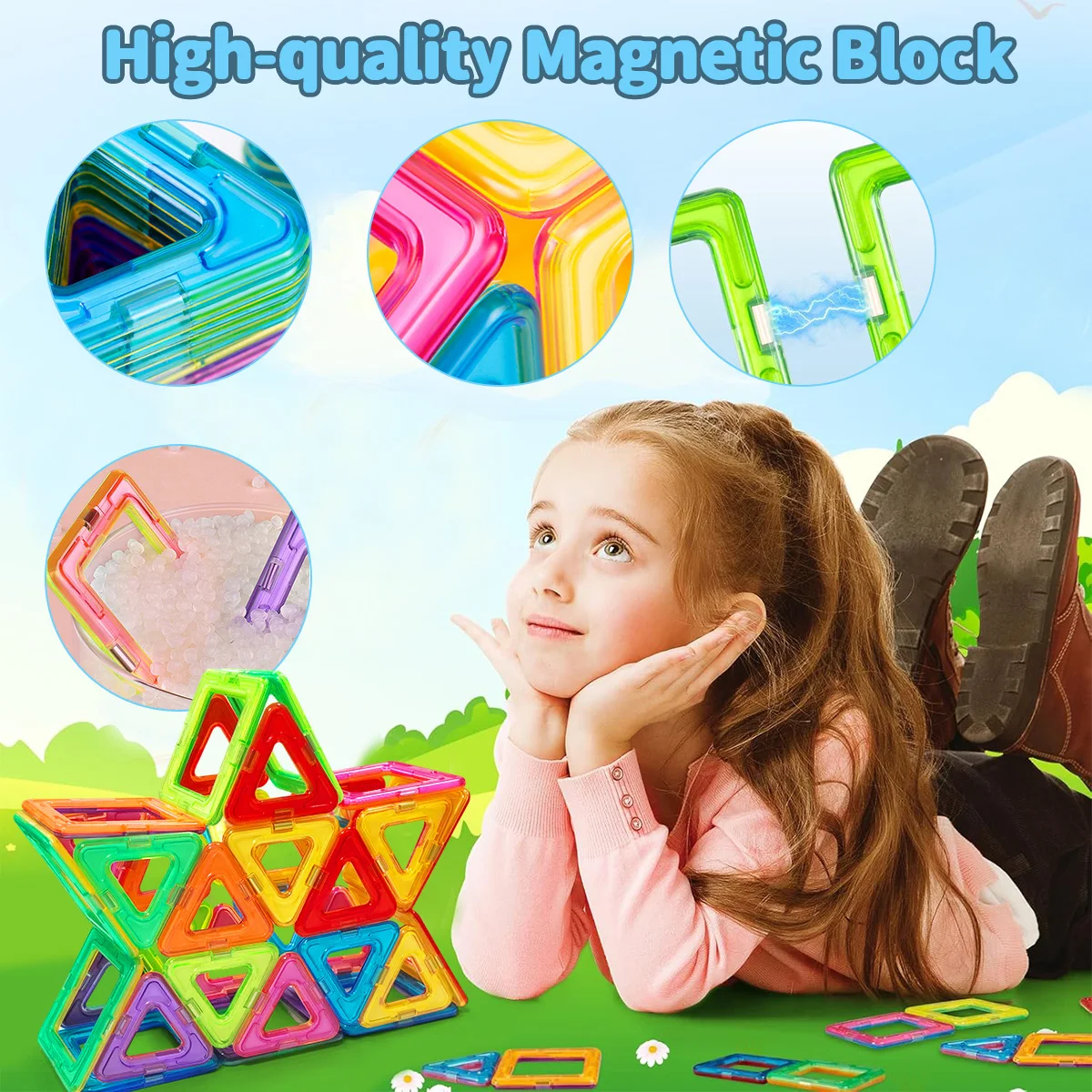 Ensemble de blocs de construction magnétiques de formes multiples, jouets éducatifs à tige 3D pour enfants de 3 ans et garçons et filles, cadeaux d'anniversaire