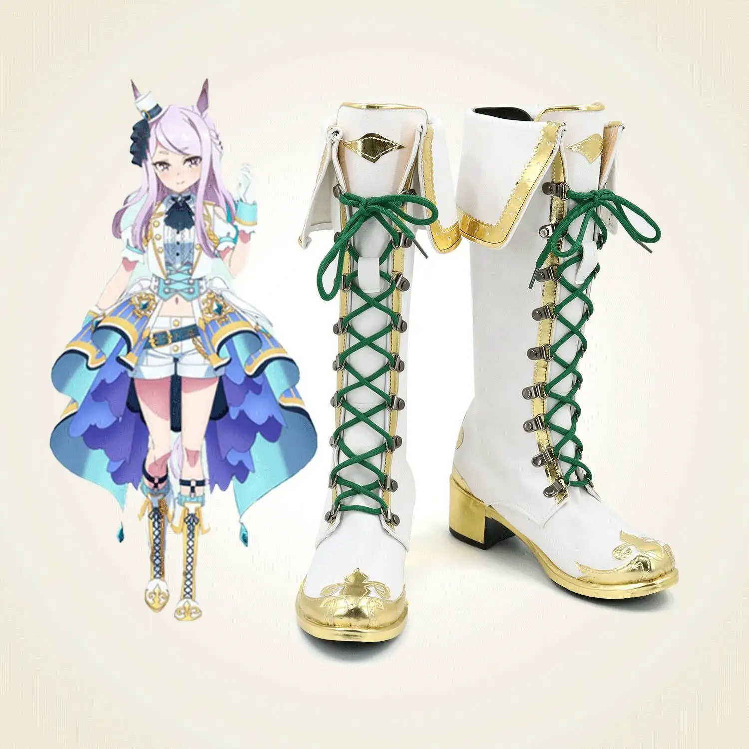 

Jockey Girl Mibai McQueen Cosplay Shoes Game Anime Cosplay Women's Boots Cartoon Illustration Creation
