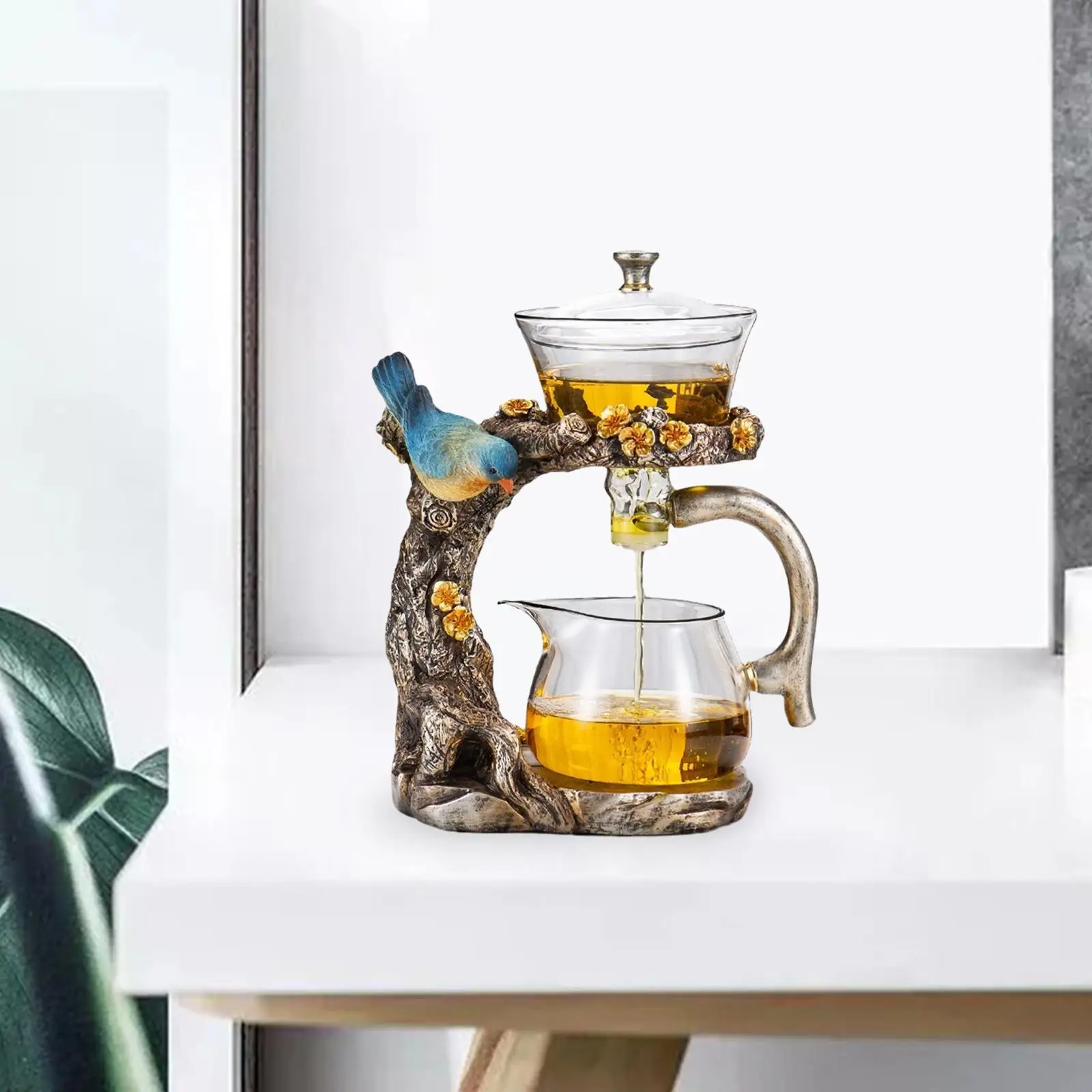 Tea Infuser Pot Water Tea Cup Resin Ornament Kungfu Glass Tea Set for Dining Room Tea House Holiday Gifts Daddy Gift Office