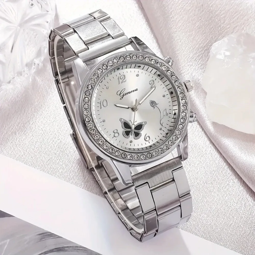 Stainless Steel Strap Women's Wristwatch Quartz Movement Simple Design Quartz Wristwatch Rhinestone Accent Box Not Included