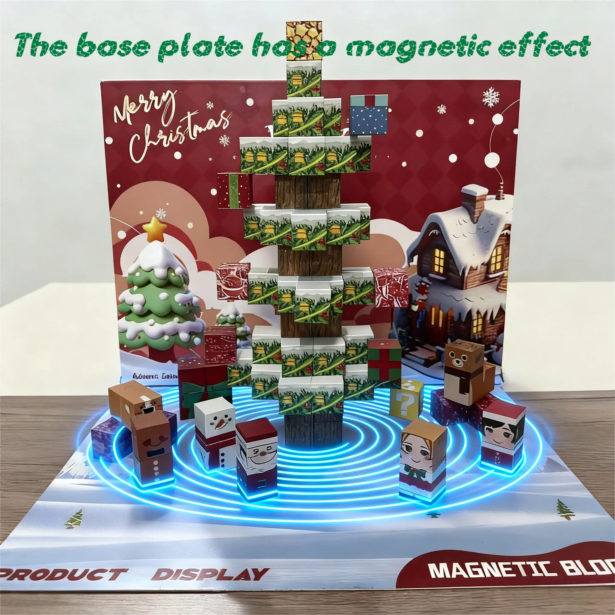 Magnetyczne klocki konstrukcyjne Kalendarz Adwentowy Świąteczny STEM Montessori Sensoryczne Kostki do Układania Zabawki dla dzieci od 3 lat Prezenty dla chłopców i dziewczynek