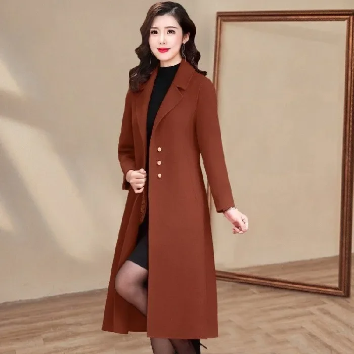 

Middle-aged mother double-sided cashmere coat for women's autumn 2023 new medium and long temperament middle-aged and