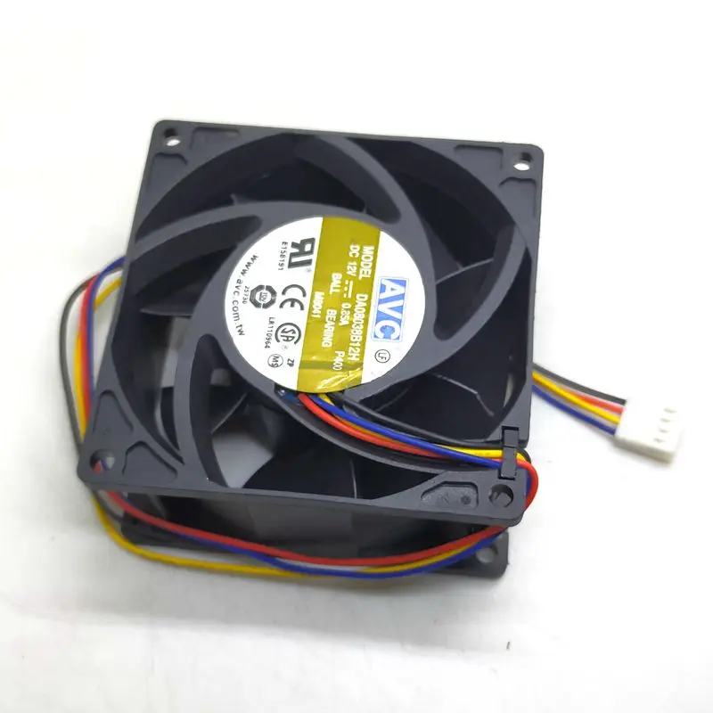 Ventilador de gran volumen de aire para CPU, Control de temperatura PWM de 4 cables, 12V, 8038, 8CM, servidor 0.85A, DA08038B12H