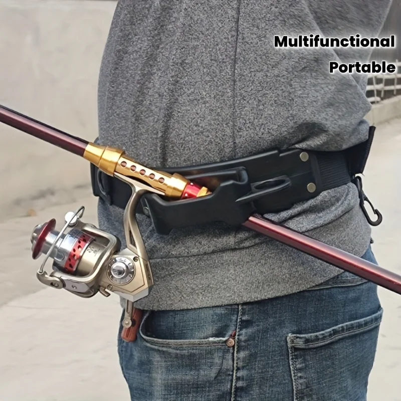 Adjustable fishing rod holder belt, portable multifunctional dual-mode, outdoor fishing equipment safety waist bag