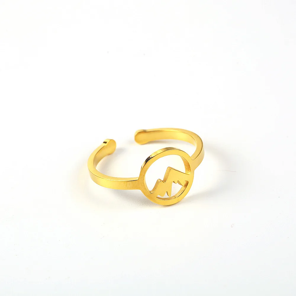 Roestvrij Staal Goud Sneeuw Mountain Vrouwen Delicate Ring Mode-sieraden Cadeau Voor Hem