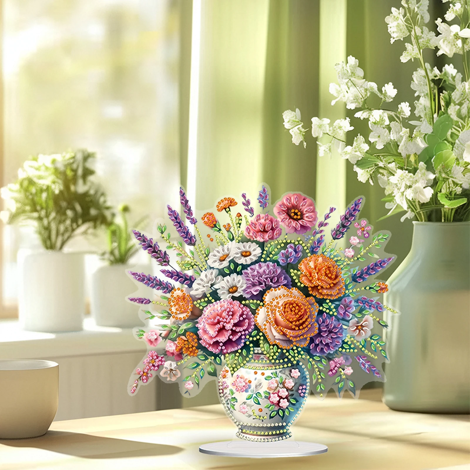 باقة الزهور الماسية اللوحة على سطح الطاولة الحلي عدة الملونة سطح الطاولة الماس اللوحة زخرفة مجموعات للبالغين المبتدئين #3