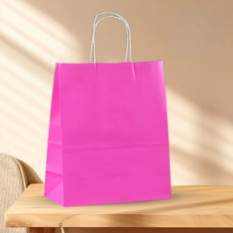 20 Stück anpassbare Logo-Kraftpapiertüten mit Griffen, Geschenkverpackungsbeutel für Geschäft, Kleidung, Hochzeit, Weihnachten, Lieferungen, Handtaschen – Detail 19