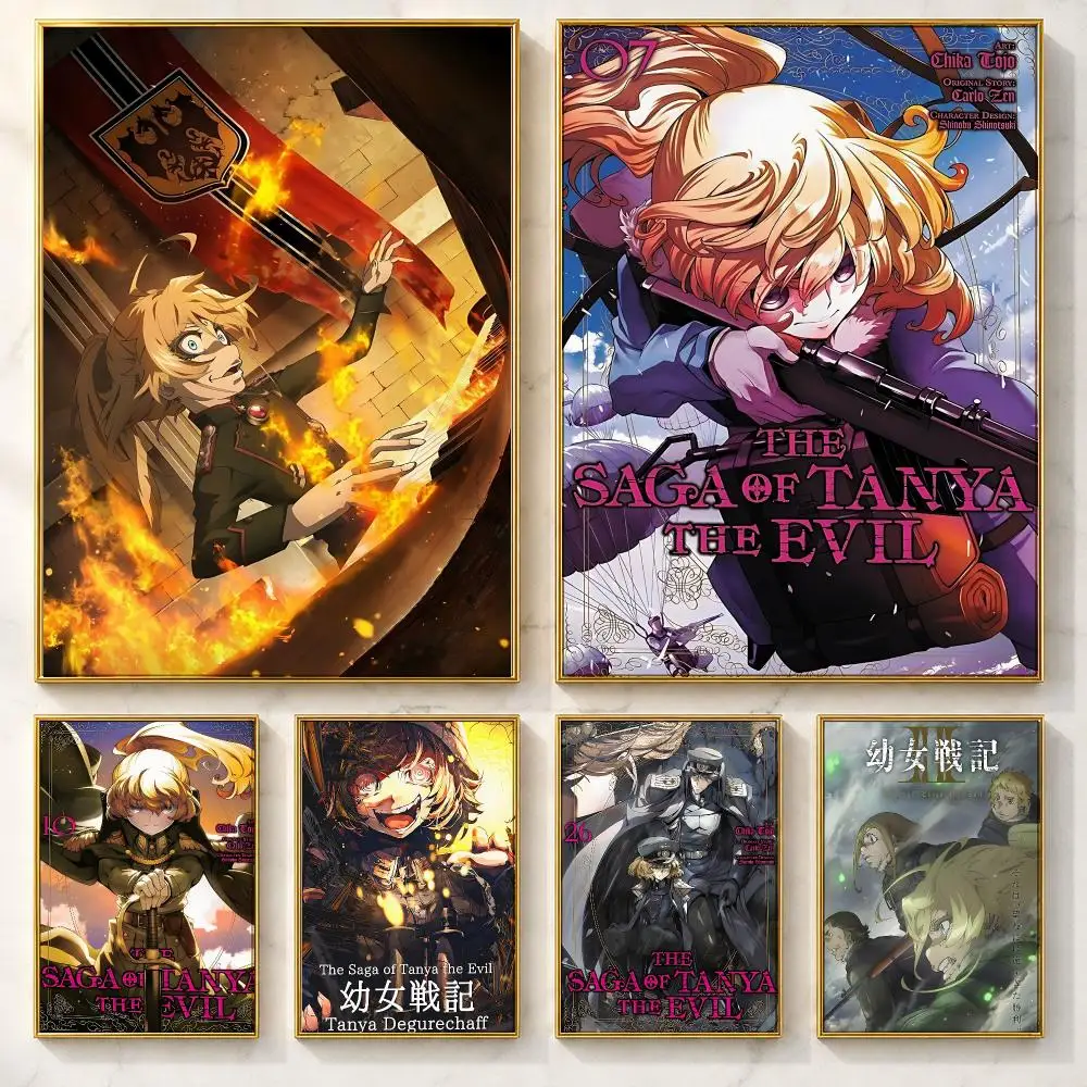 Military Isekai Anime T-The Saga of Tanya the EvilS Poster Self-adhesive Art Poster Decoracion Painting Wall Art White Kraft