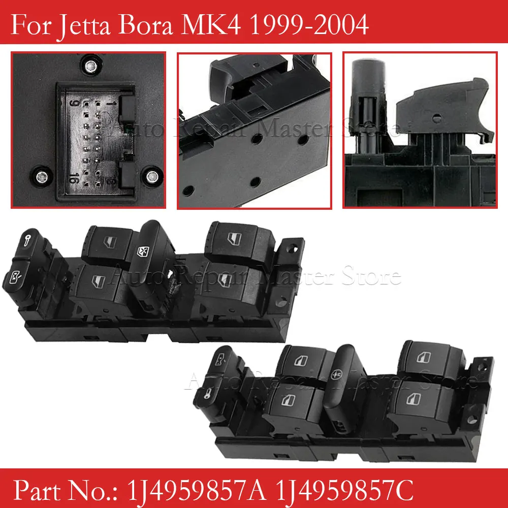 1J4959857A Master Power Window Switch for VW Golf MK4 Bora Seat Skoda Octavia MK1 Fabia 1J4 959 857A 1J4 959 857 A Red Light