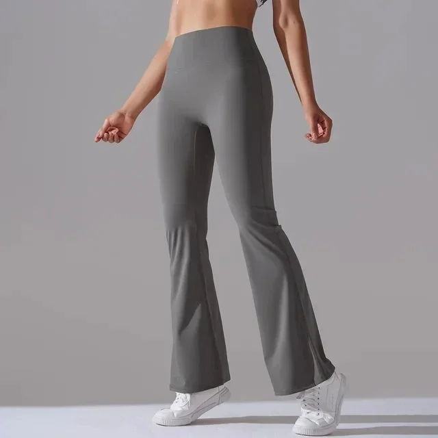 Pantalon de yoga évasé pour femme, coupe slim, taille haute, élastique, jambes larges, fitness