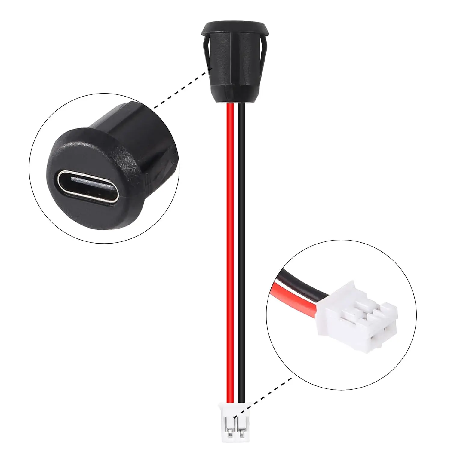 10 peças chassi fêmea tipo c 2p crimpagem direta usb chassi fêmea conector jack porta de carregamento fêmea à prova d'água com fivela de cartão