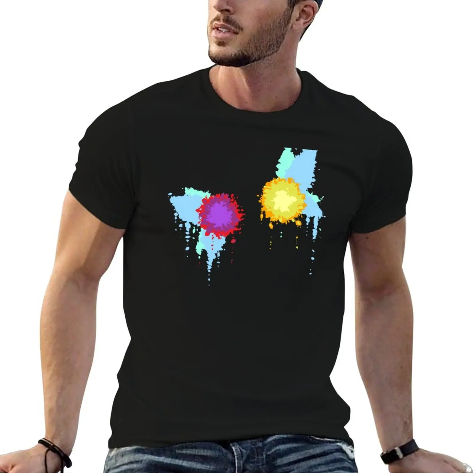 Paint Splatter Tatl and Tael T-Shirt hippie clothes heavyweights plus size tops compression shirt men