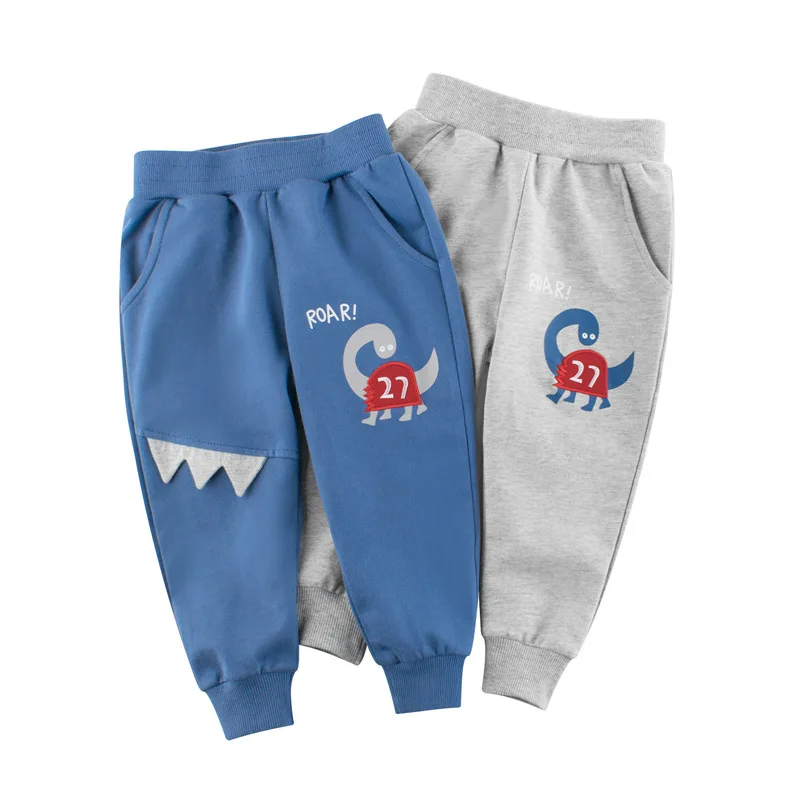 Korean version of children's clothing spring new product 2024 children's pants dinosaur sports pants