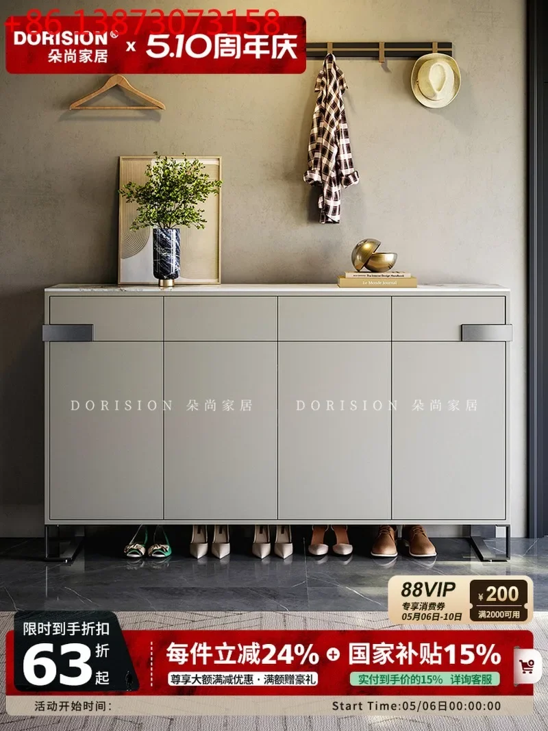 Italian minimalist home entrance modern simple indoor ultra-thin 2026 new solid wood shoe cabinet
