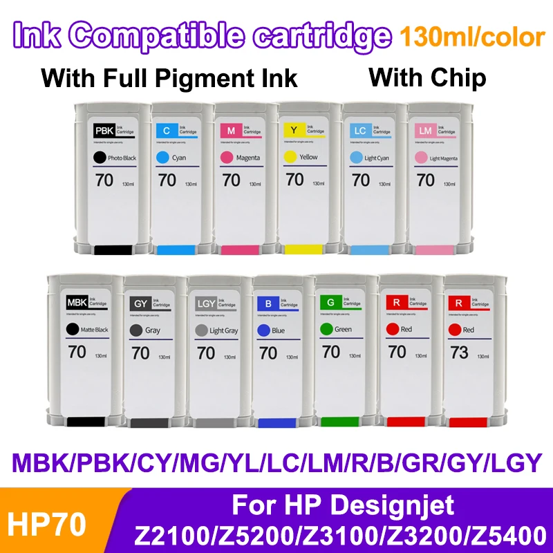 

Для HP 70 HP70 с пигментными полными чернилами и чипом, совместимый картридж для HP Designjet Z2100 Z3100 Z3200 Z5200 Z5400